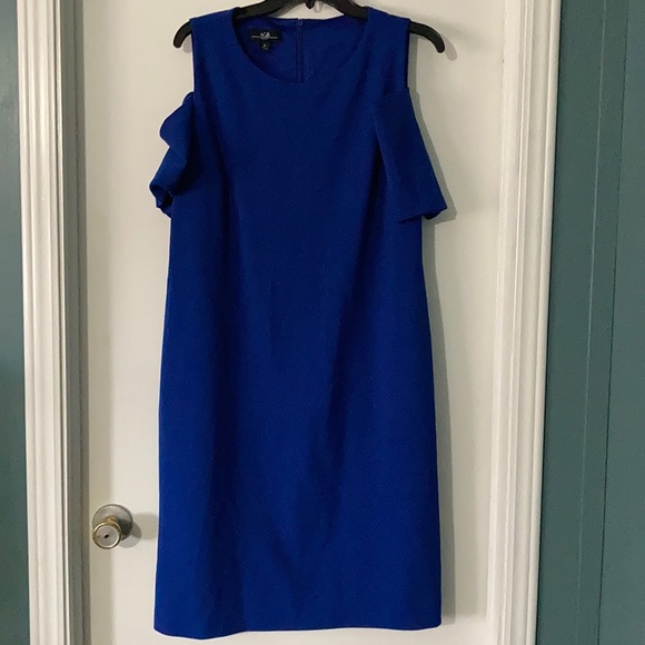 cobalt blue off the shoulder dress